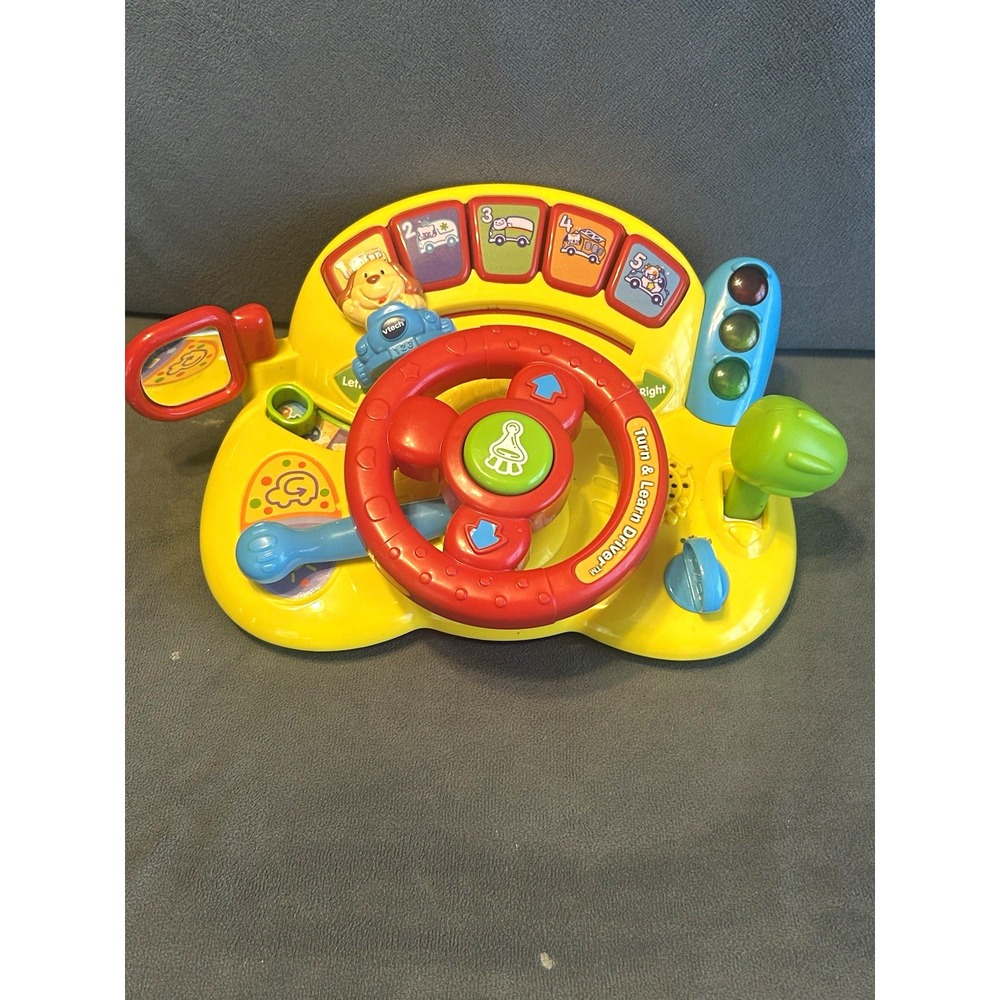 VTech Turn & Learn Driver Steering Wheel Interactive Learning Toy Yellow Red